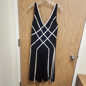 Papell Boutique black and white Evening Cocktail Dress Sz 10. Size tag missing